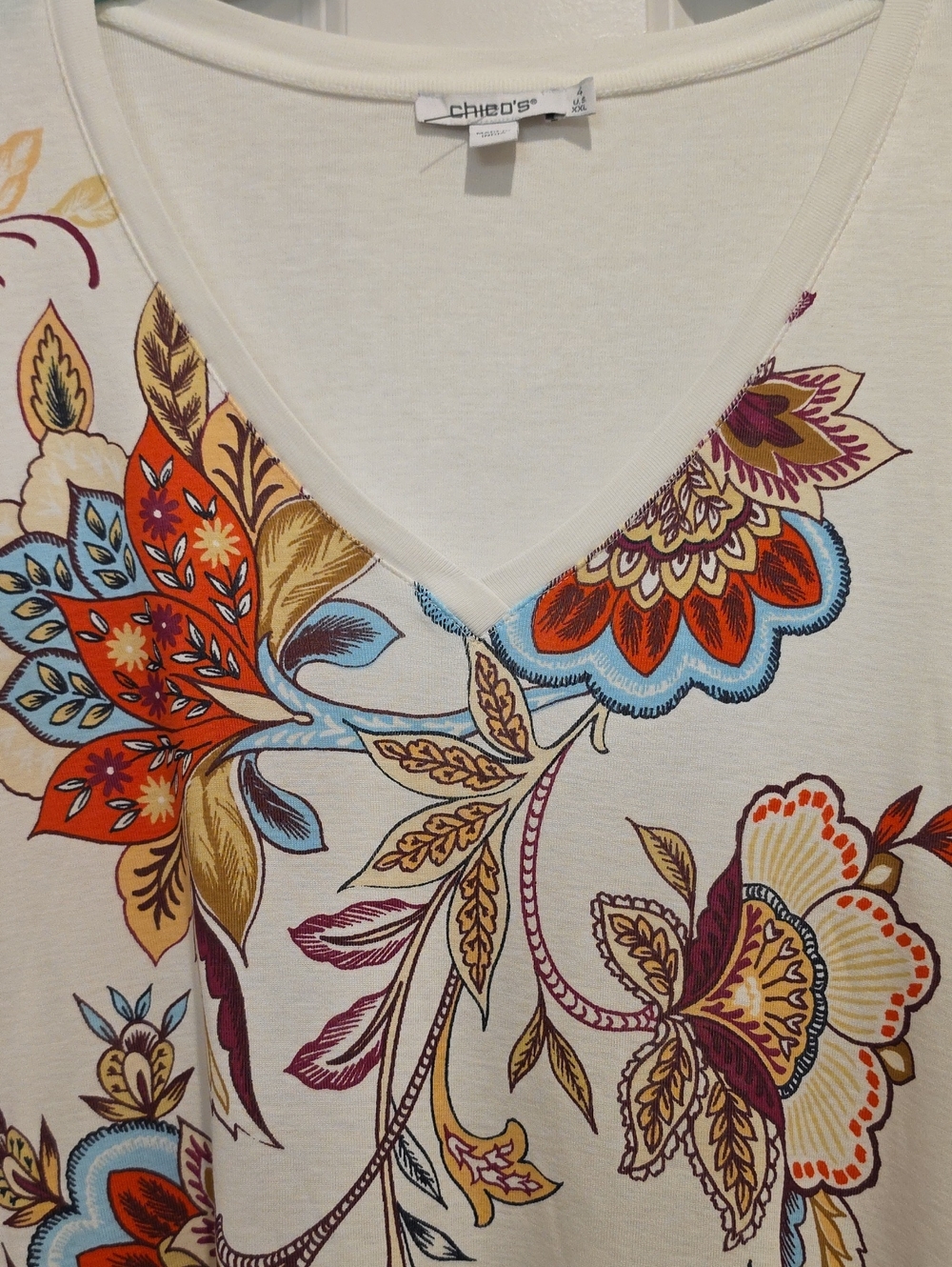 NWOT Chico's Paisley Floral Paisley V-Neck Tunic Size 4 - Picture 3 of 6
